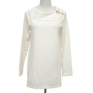 Soft Surroundings Off White Split Cowl Neck Long Sleeve Sweater Size XS